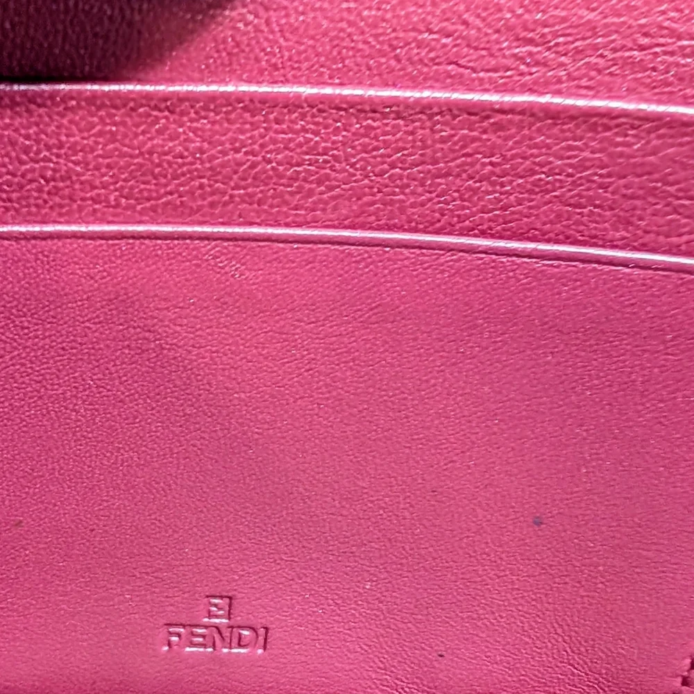 Fendi Vitello Birkin Logo Zip Around Wallet - Rosa (Metallic Pink)